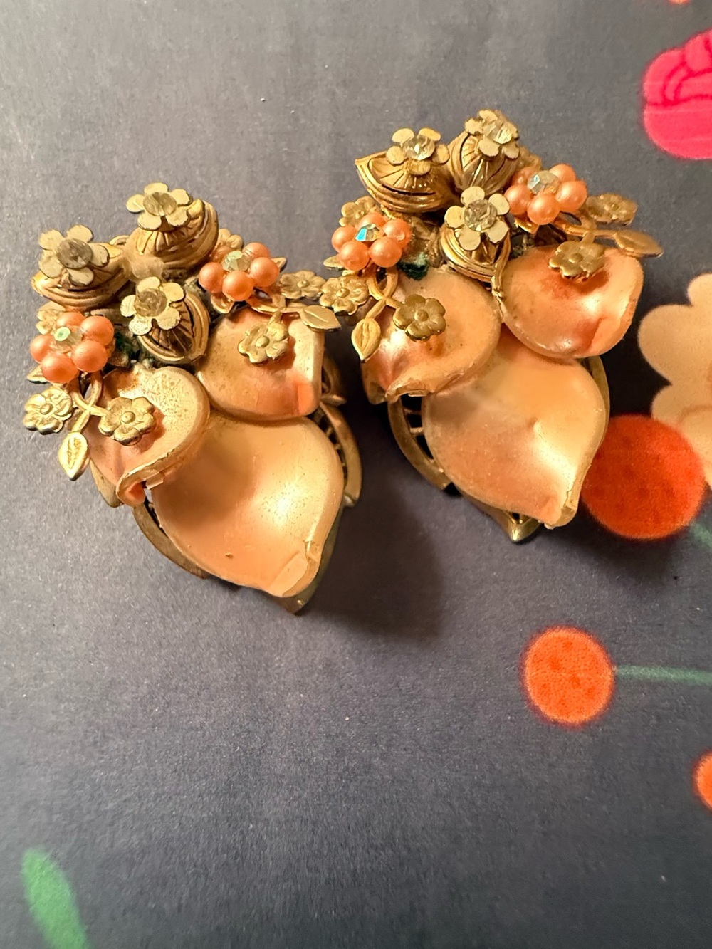 Vintage Pink Floral Clip-On Earrings